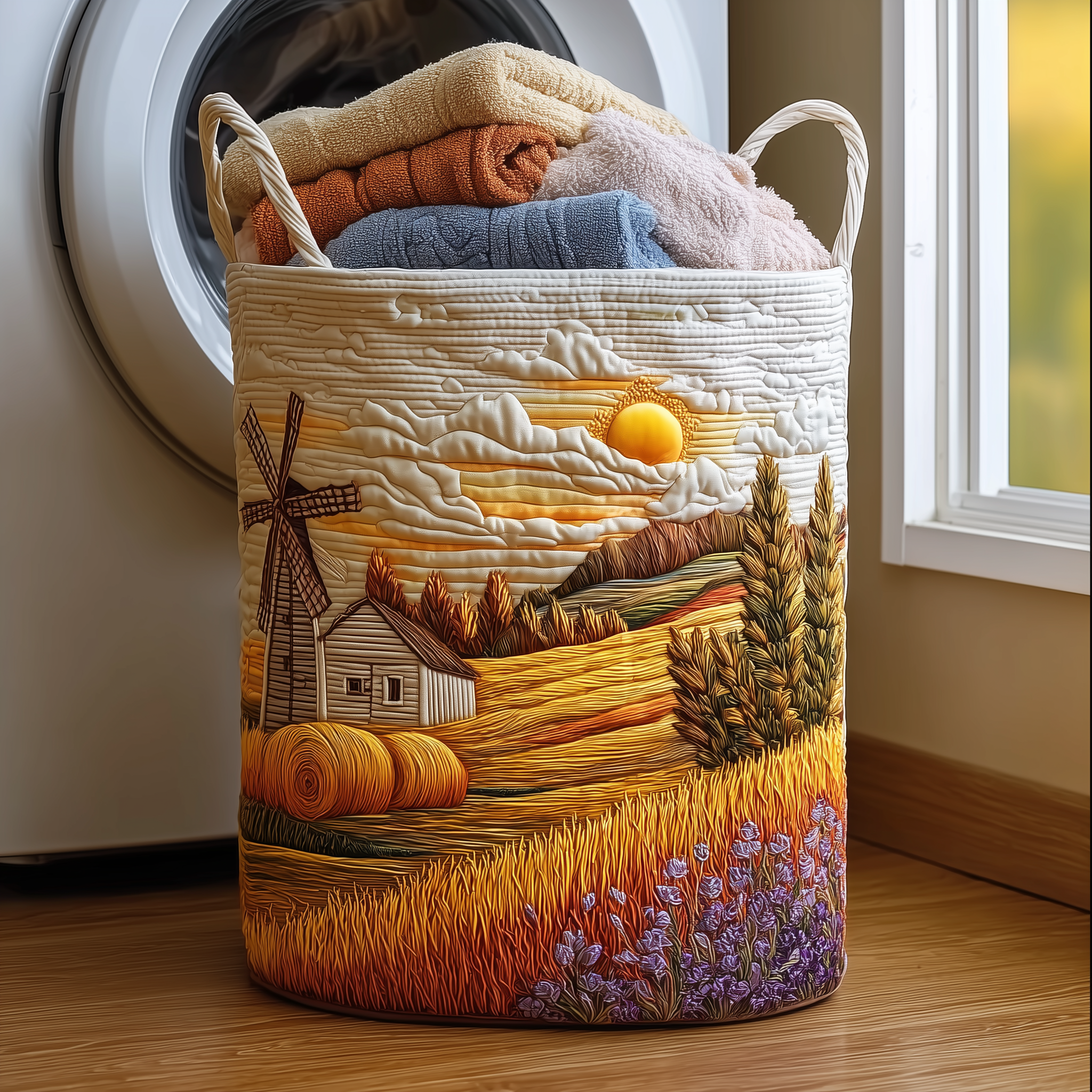 Wheat Dream Quilted Laundry Basket NCU0TH2957