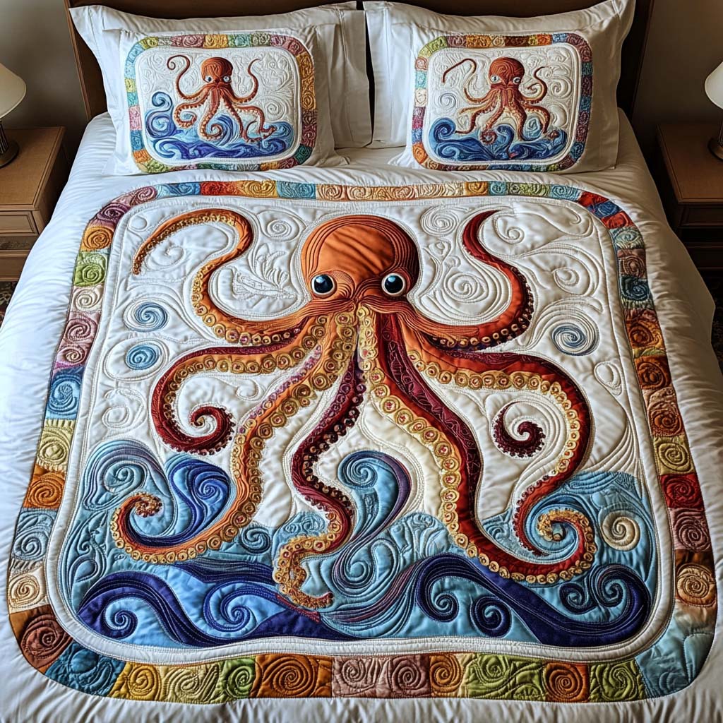 Whimsical Waves 3-Piece Quilted Bedding Set NCU0NNT076