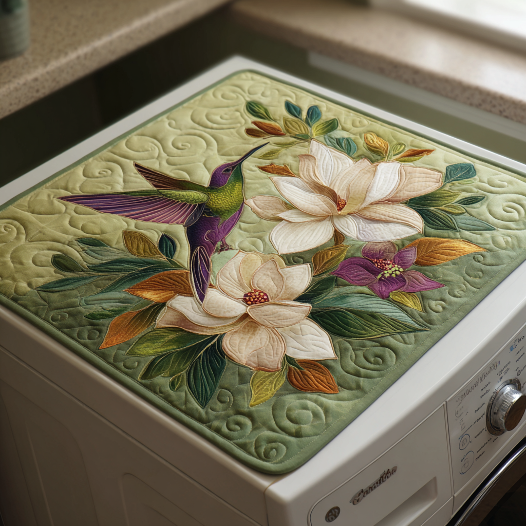 Whimsy Hummingbird Flight Quilted Washer and Dryer Cover NCU0NNT1422