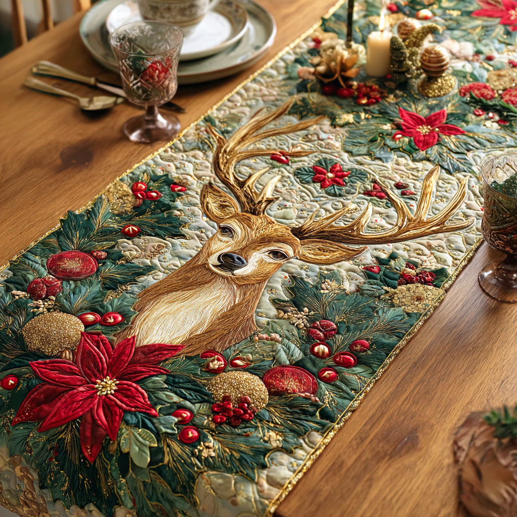 Whispering Pines Deer Quilted Table Runner NCU0NTD672