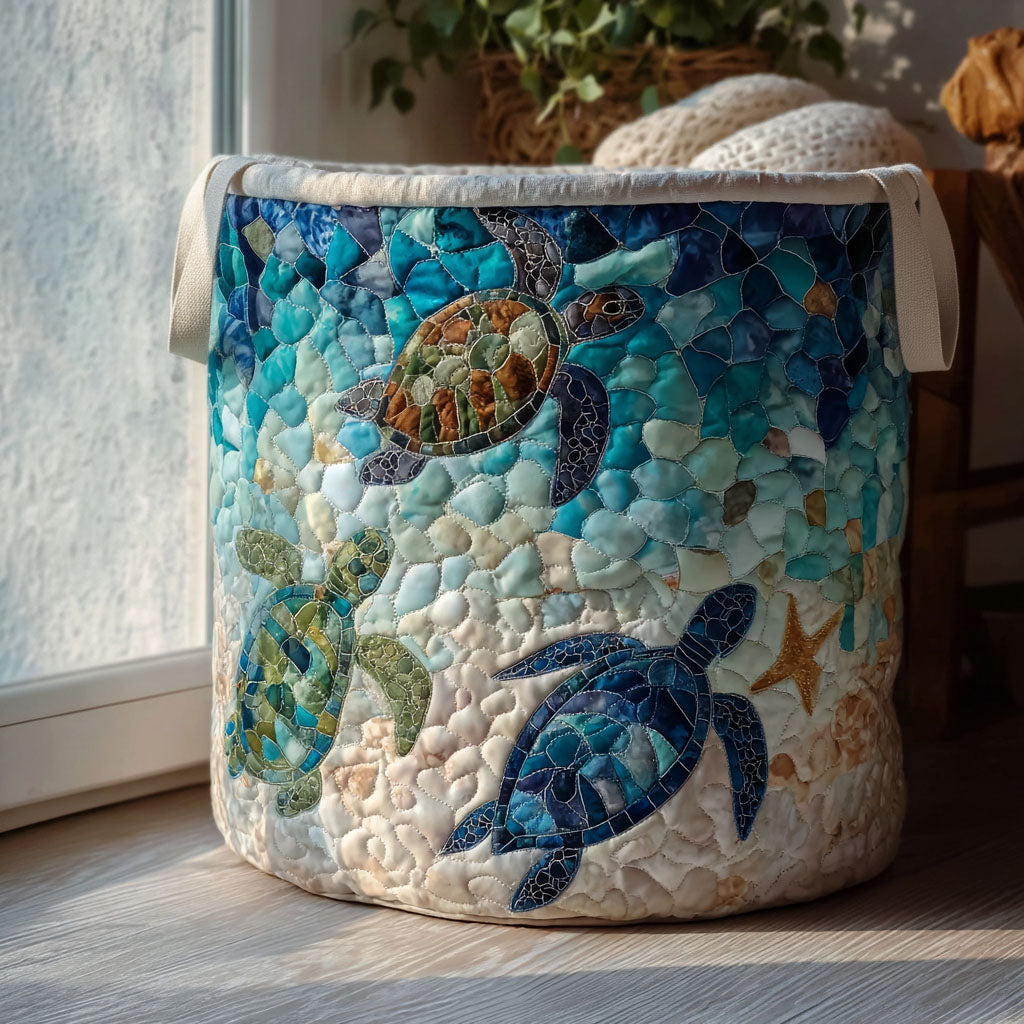 Whispering Tides Quilted Laundry Basket NCU0PTT2670