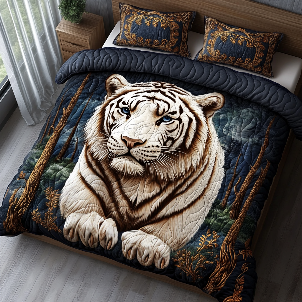 White Tiger Charm Quilted Bedding Set NCU0DV176