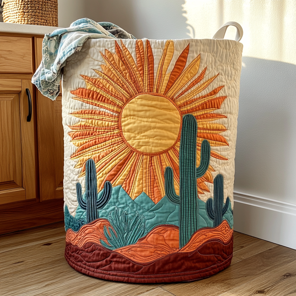 Wild Cactus Quilted Laundry Basket NCU0DDK1012