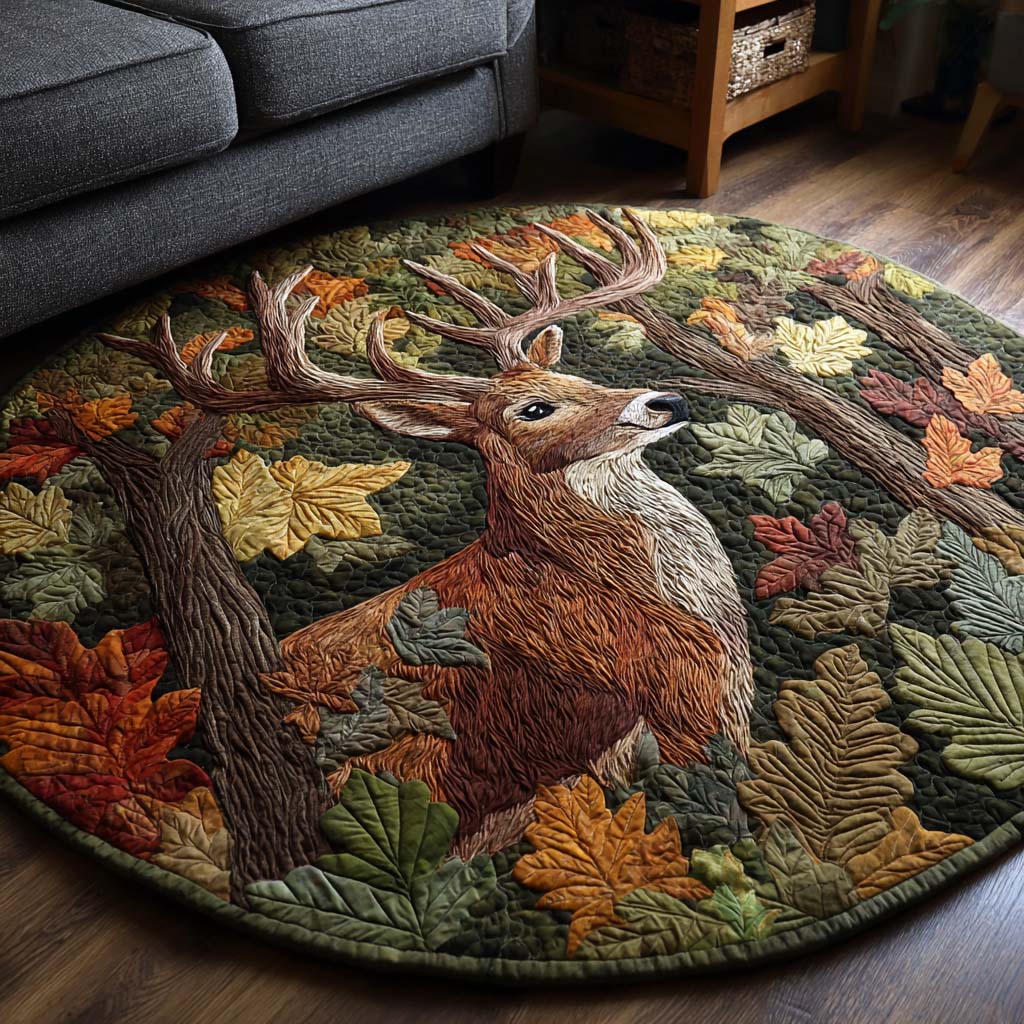 Wild Deer Quilted Round Mat NCU0NNT1903