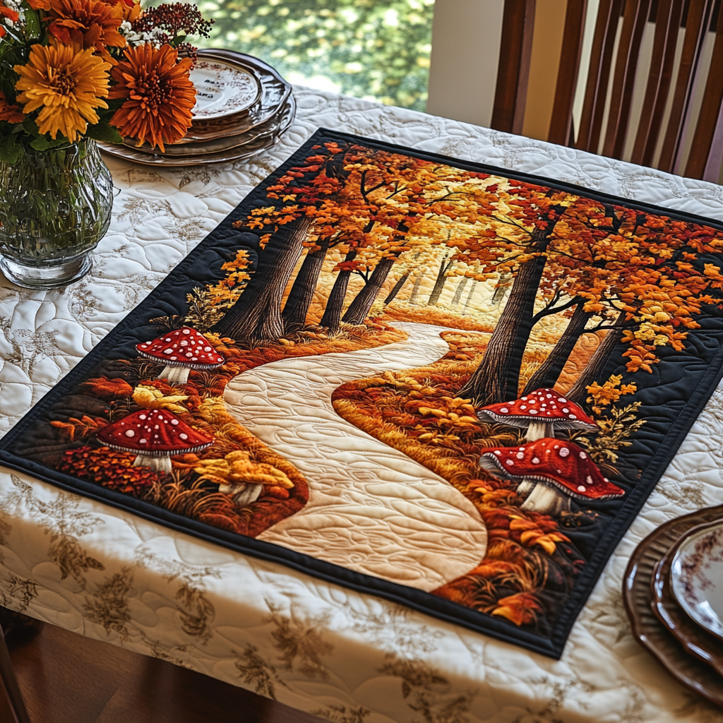 Wild Mushroom Quilted Table Topper NCU0DDK905
