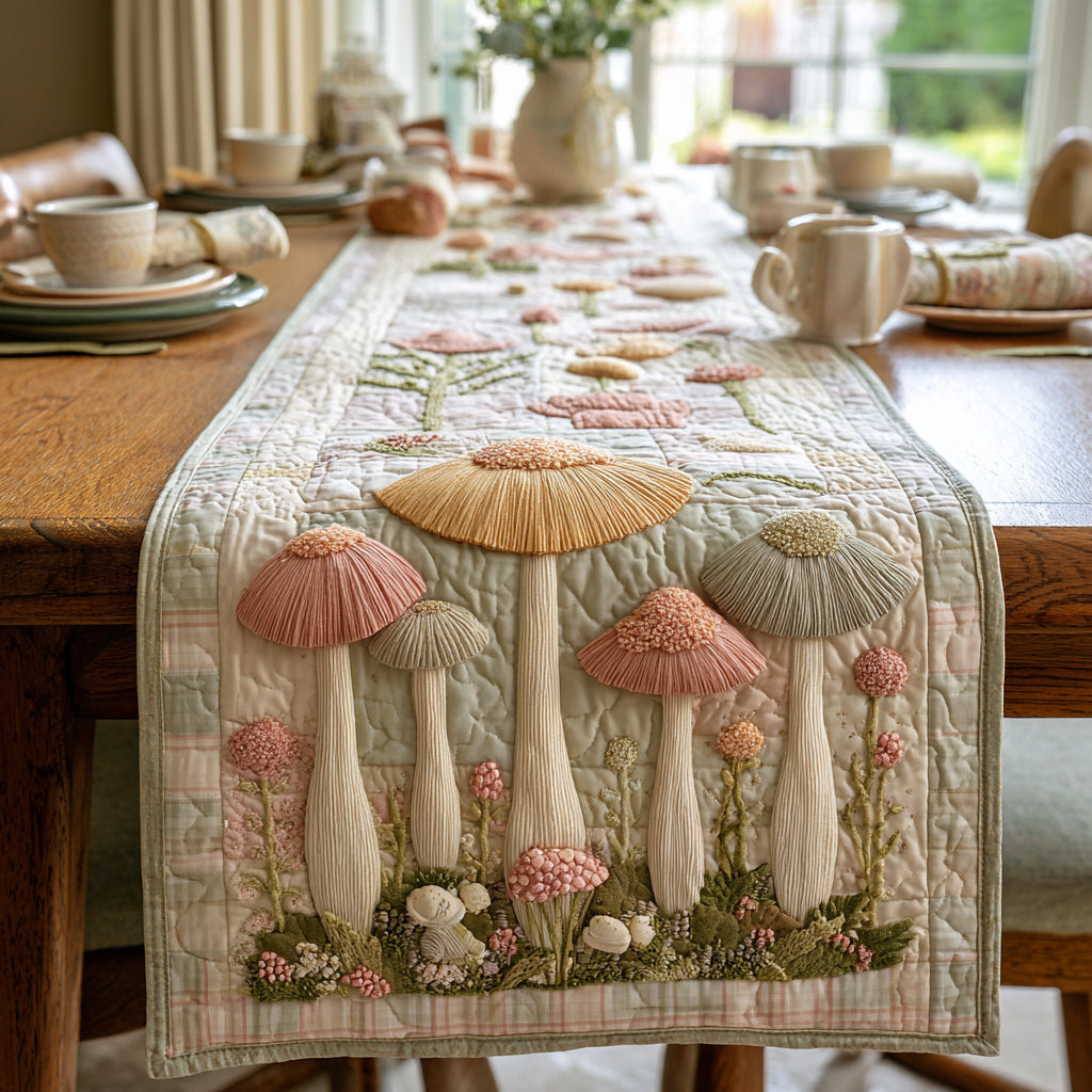 Wild Mushrooms Quilted Table Runner NCU0DV1522