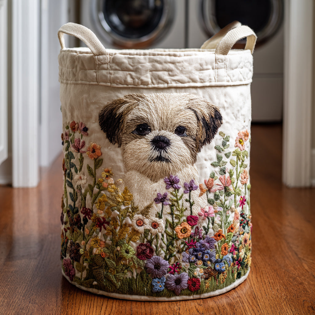 Wild Shih Tzu Quilted Laundry Basket NCU0HNH715