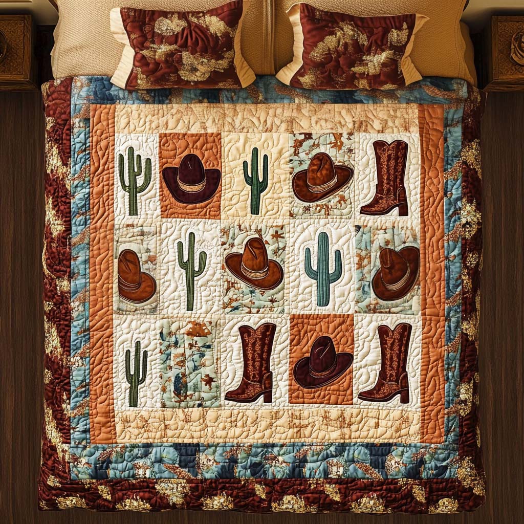 Wild West Boots 3-Piece Quited Bedding Set NCU0NNT882