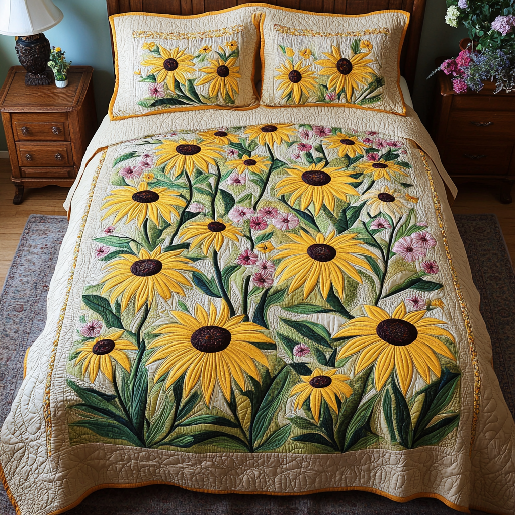 Wildflower Charm 3-Piece Quilted Bedding Set NCU0NVH632