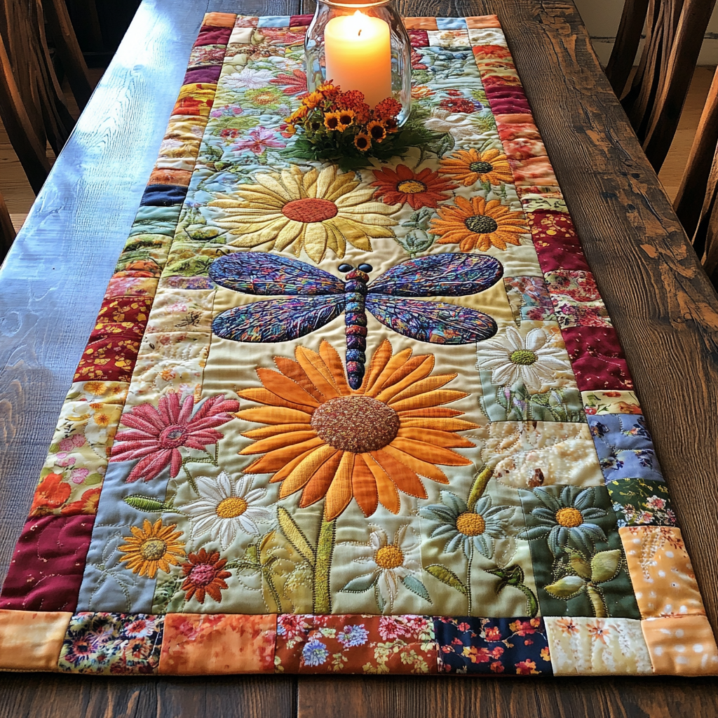 Winged Garden Quilted Table Runner NCU0NVH943