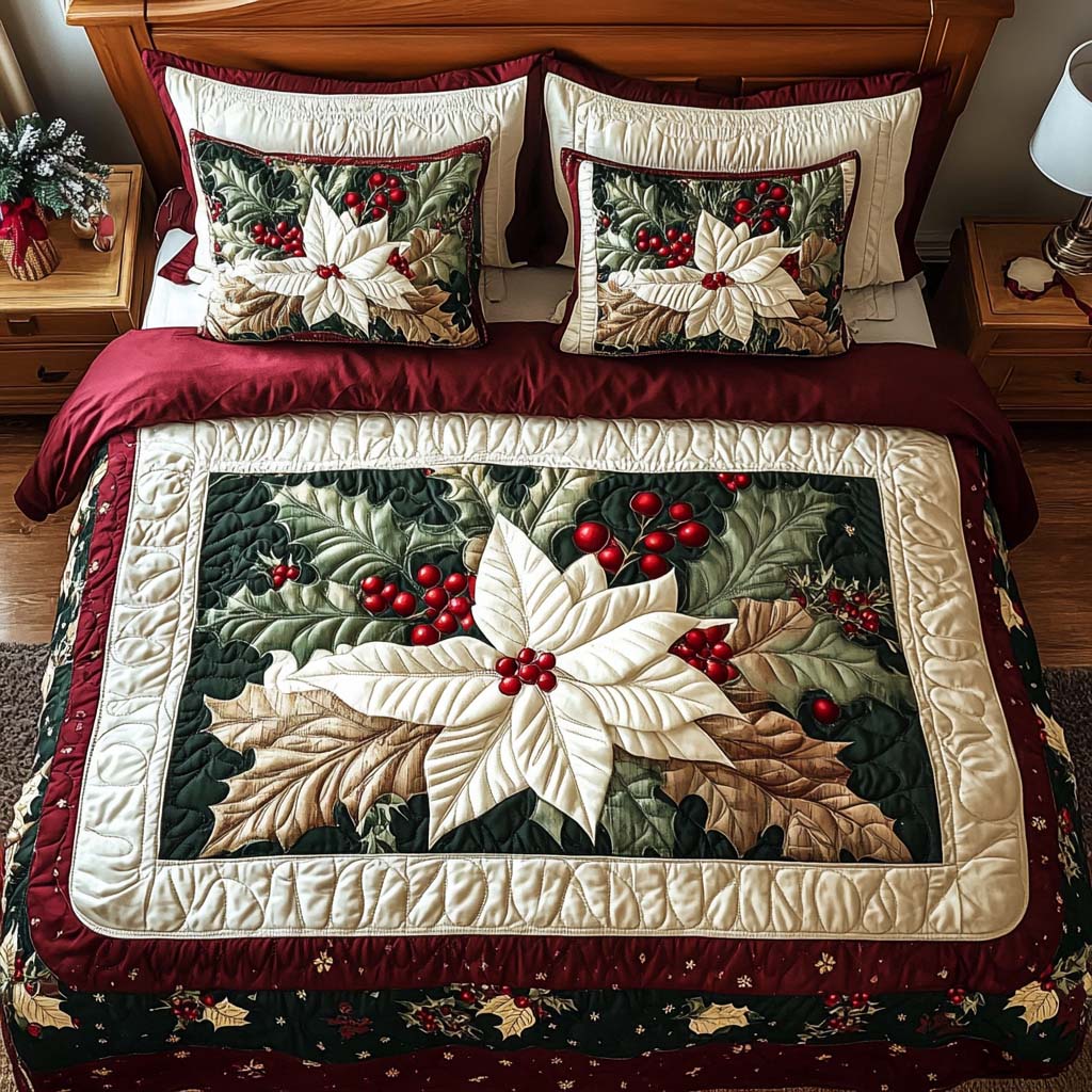 Winter Bloom 3-Piece Quilted bedding Set NCU0NNT1706