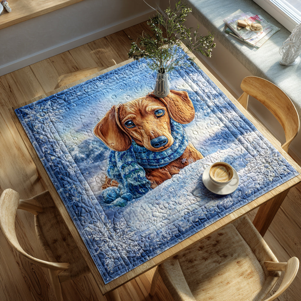 Winter Dachshund Blizzard Quilted Table Topper NCU0HNH209