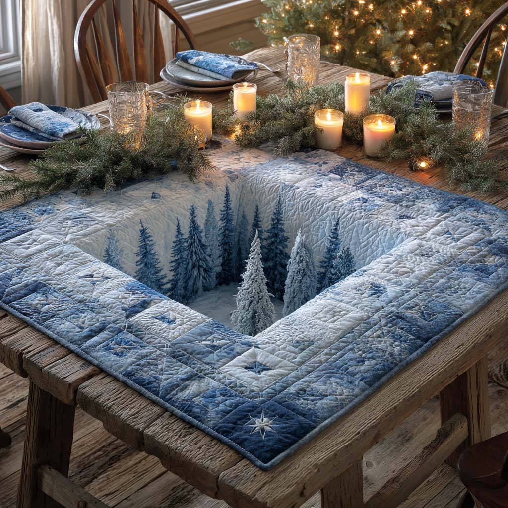 Winter Forest Depths Quilted Table Topper NCU0NXD336