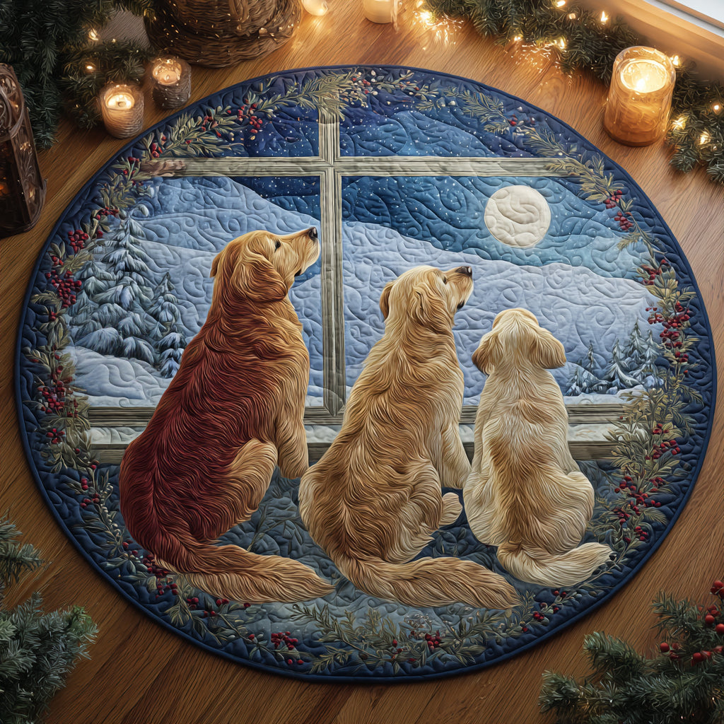Winter Gold Quilted Round Mat NCU0DV1166