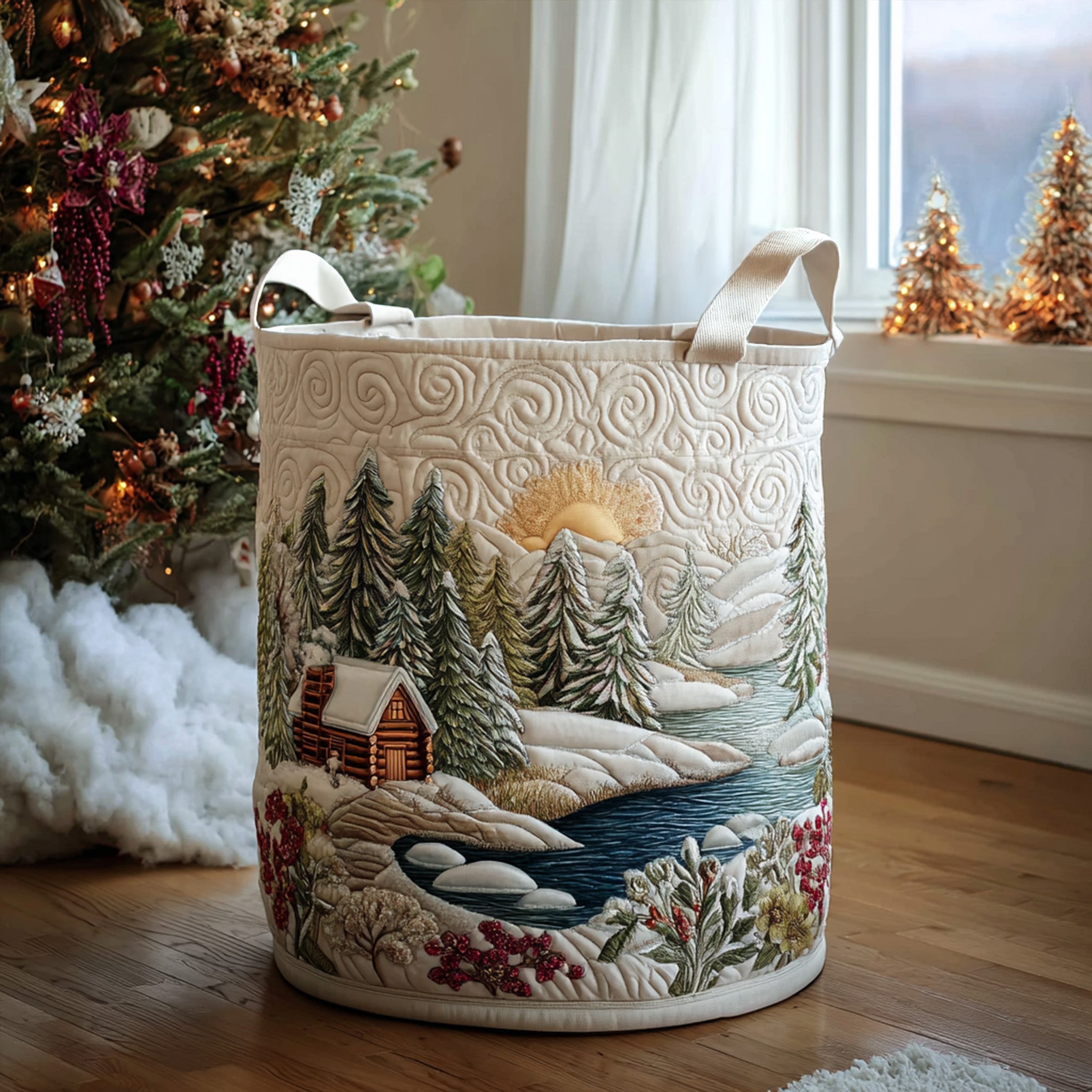 Winter Hearthside Quilted Laundry Basket NCU0PTT1344