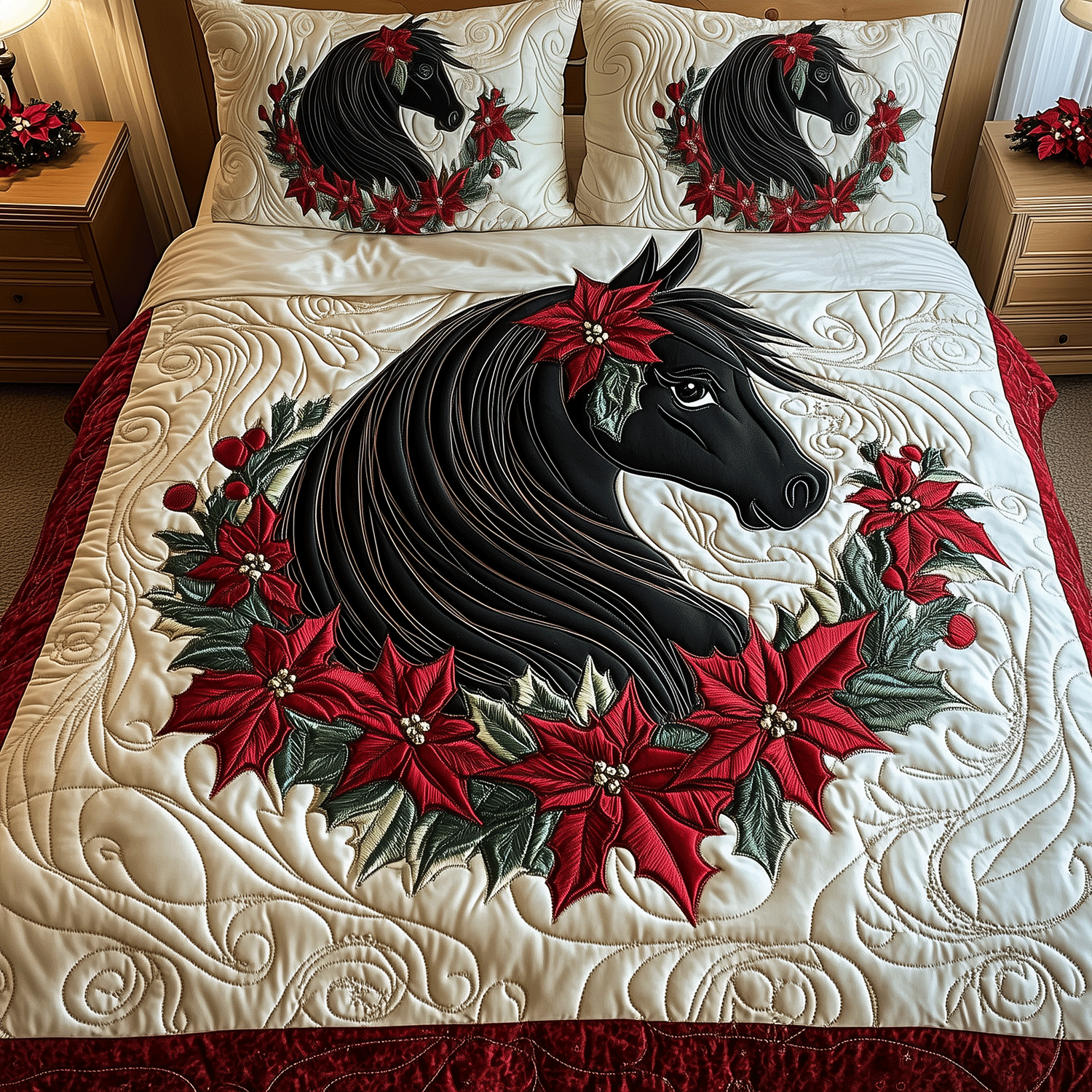 Winter Horse Dreams 3-Piece Quilted Bedding Set NCU0TH2204