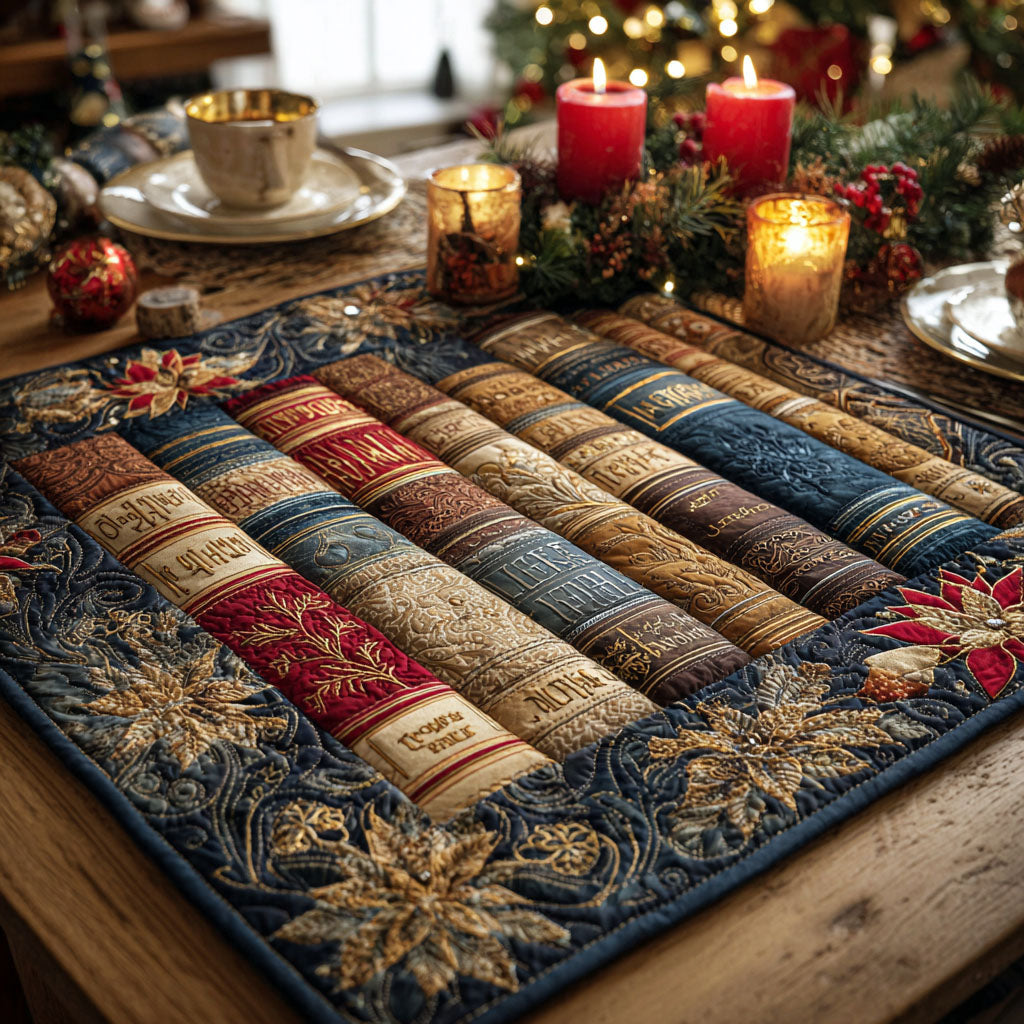 Winter Library Quilted Table Topper NCU0NTV611