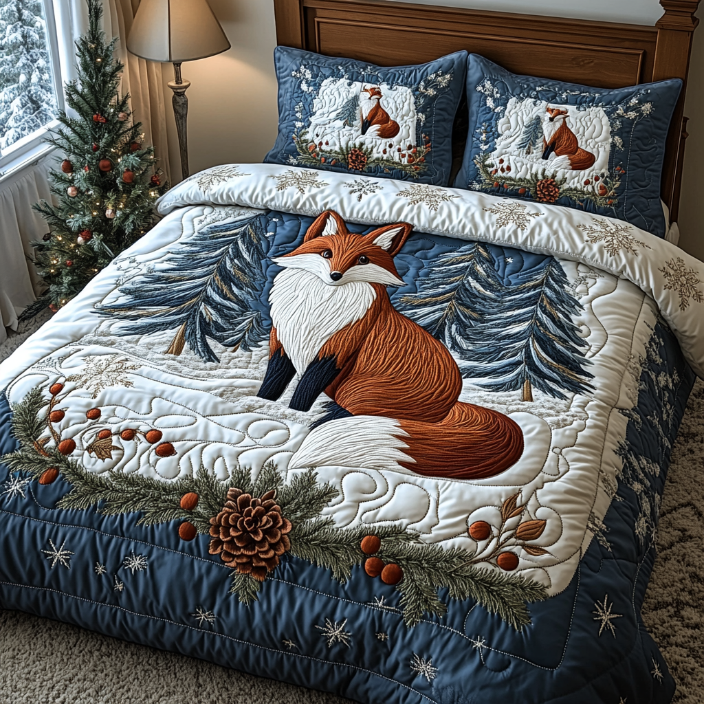 Winter Midnight Fox Quilted Bedding Set NCU0DV1972