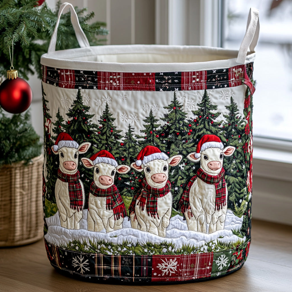 Winter Moo Magic Quilted Laundry Basket NCU0DV964