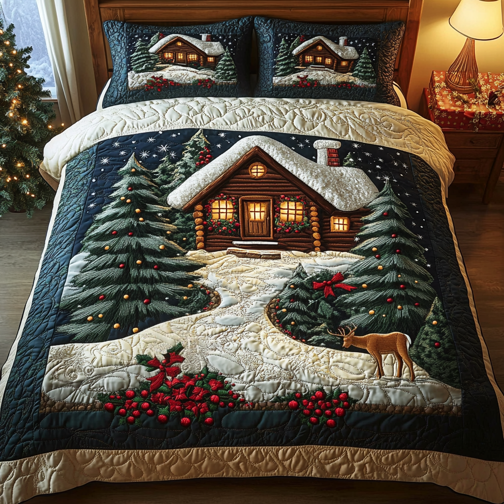 Winter Nightscape 3-Piece Quilted Bedding Set NCU0VH404