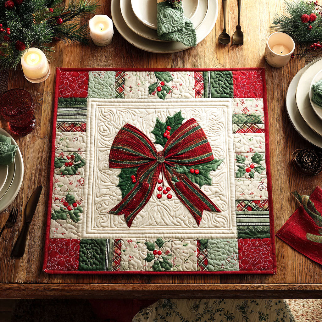 Winter Ribbon Quilted Table Topper NCU0NTV106