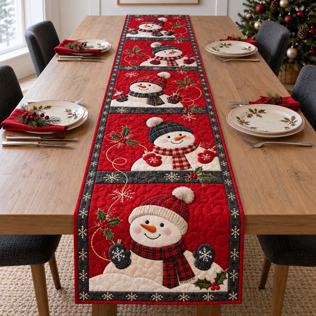 Winter Snowman Quilted Table Runner NCU0HNH1320