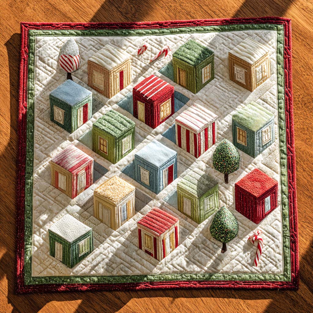 Winter Village Quilted Table Topper NCU0NXD259