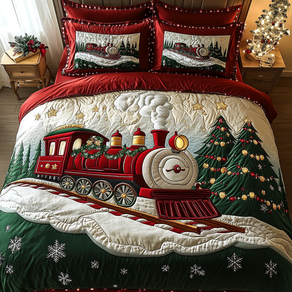 Winter Wonderland Express 3-Piece Quilted Bedding Set NCU0DK2598