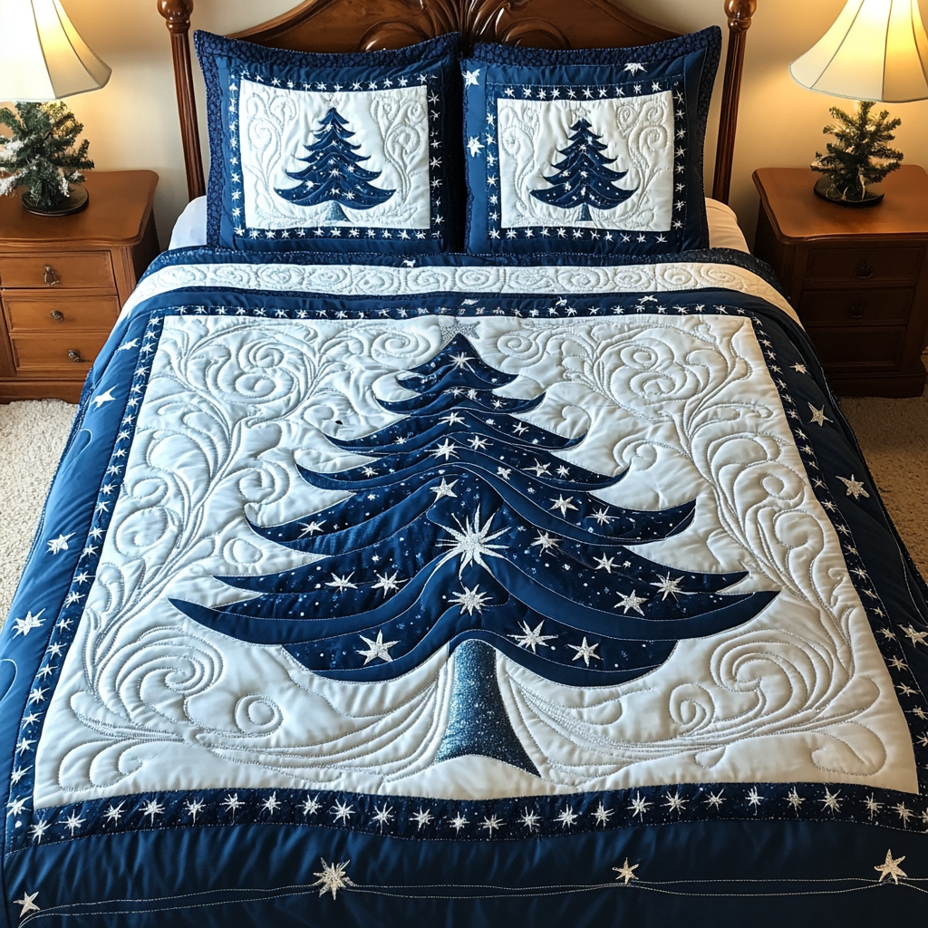 Winter Wonderland Tree 3-Piece Quilted Bedding Set NCU0TL1959