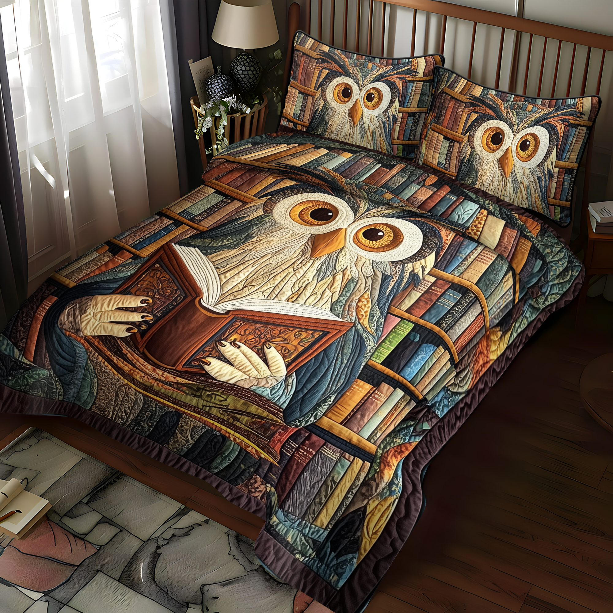 Wisdom in the Pages 3-Piece Quilted Bedding Set NCU0DK1353
