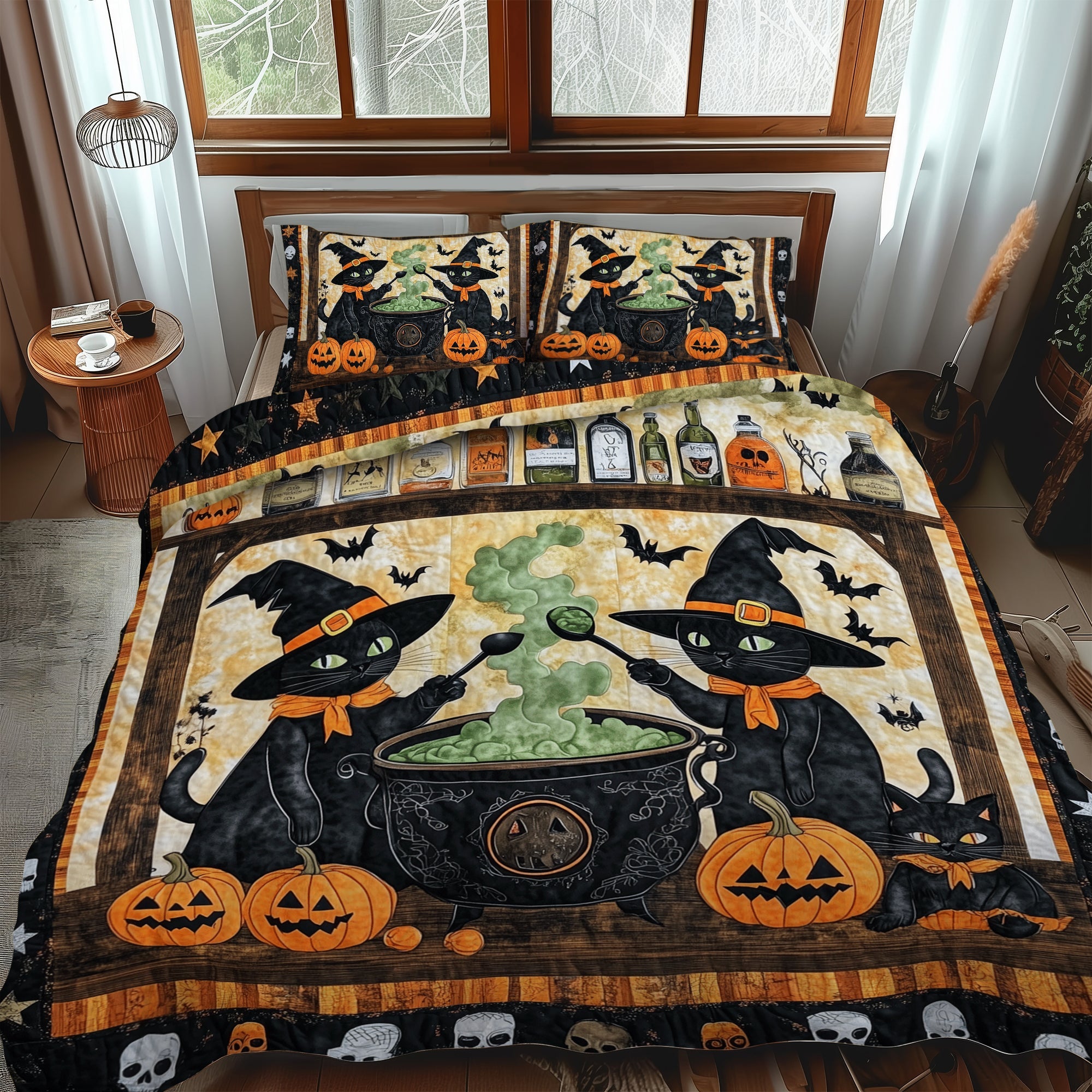 Witchy Paws 3-Piece Quilted Bedding Set NCU0TH1671