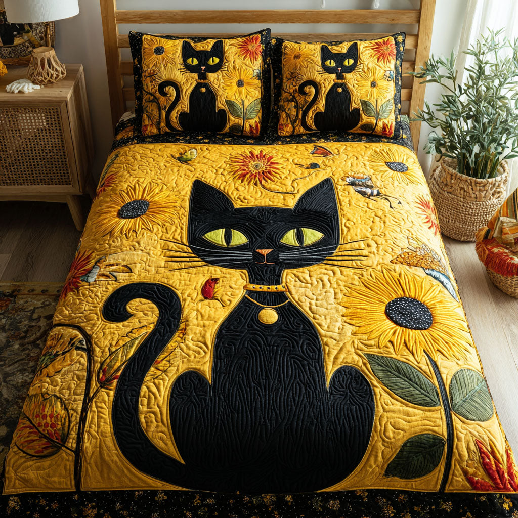 Witty Kitty 3-Piece Quilted Bedding Set NCU0PTT1428