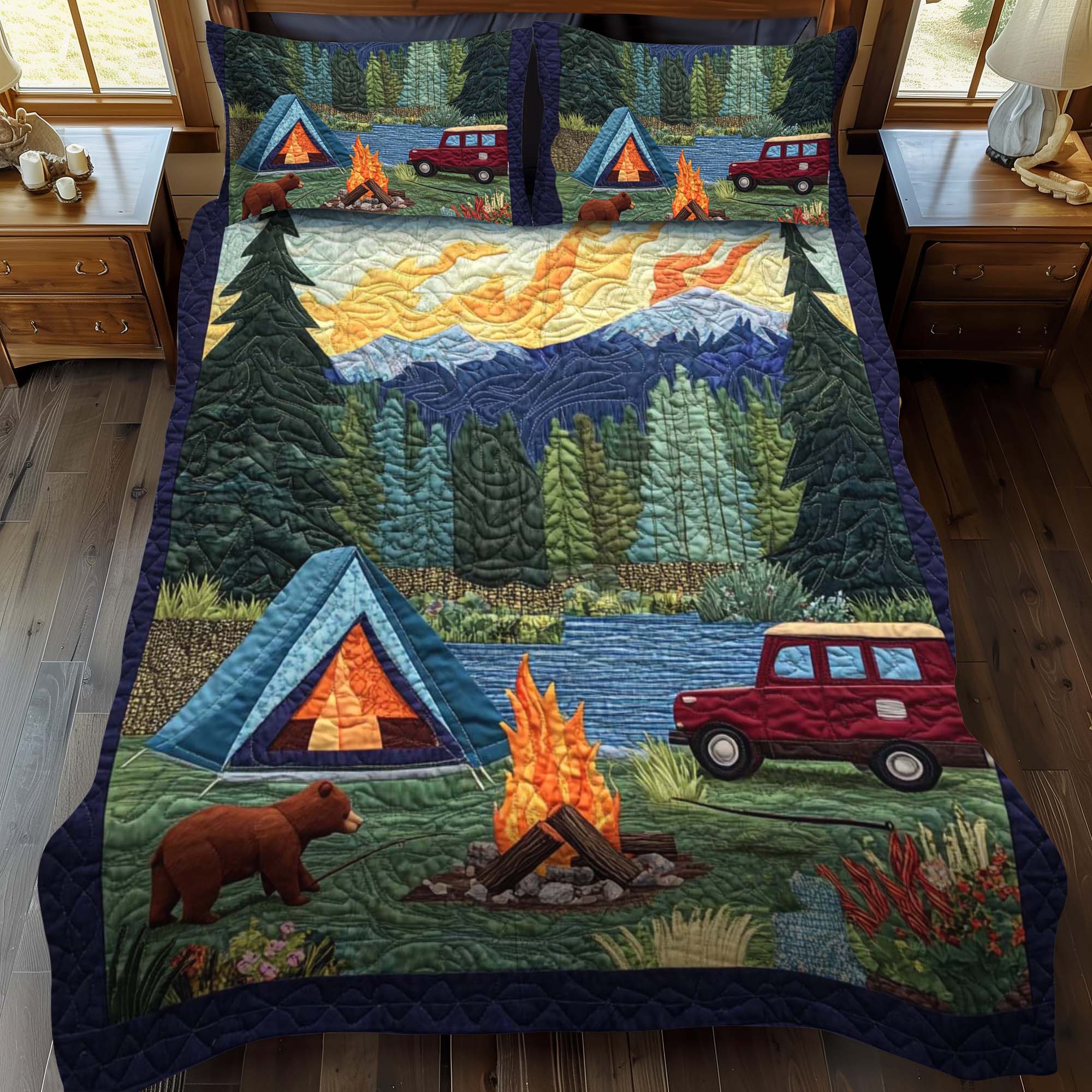 Wooded Bliss 3-Piece Quilted Bedding Set NCU0NT678