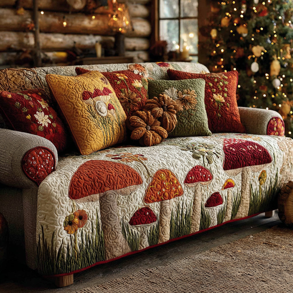 Woodland Toadstool Patch Quilted Sofa Cover NCU0DV1445