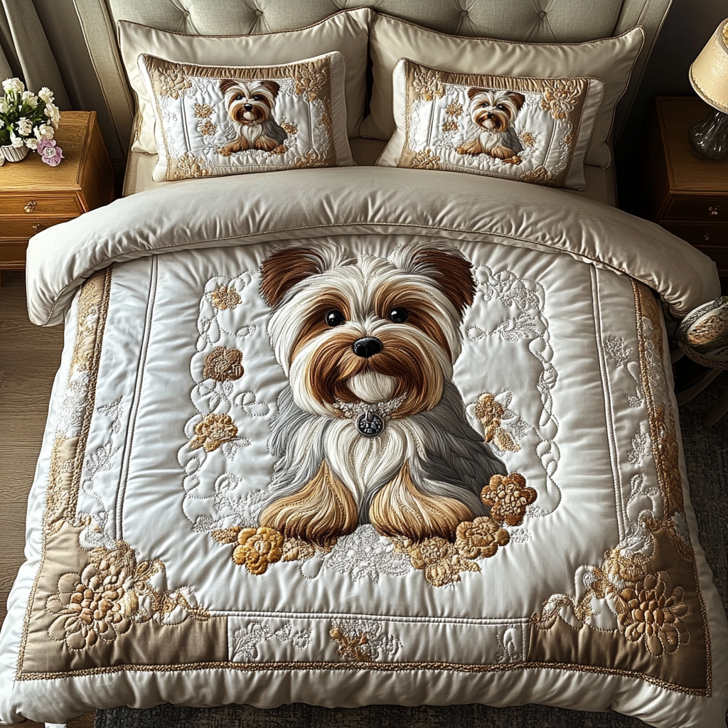Yorkie Pride 3-Piece Quilted Bedding Set NCU0DV432