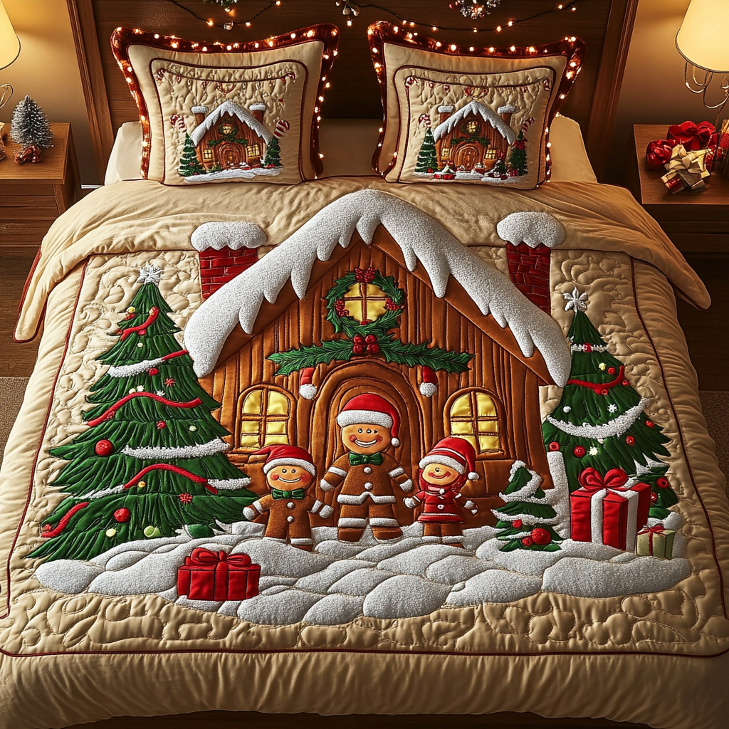 Yuletide Bakery 3-Piece Quilted Bedding Set NCU0VH837