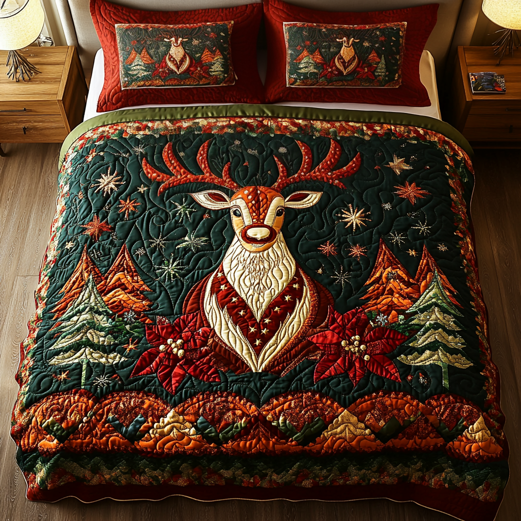 Yuletide Bliss 3-Piece Quilted Bedding Set NCU0VH766