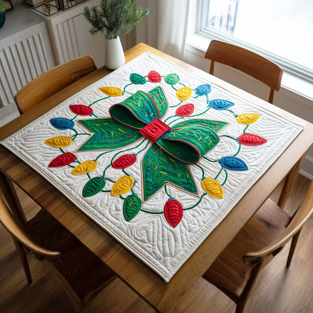 Yuletide Bow Quilted Table Topper NCU0NTD253