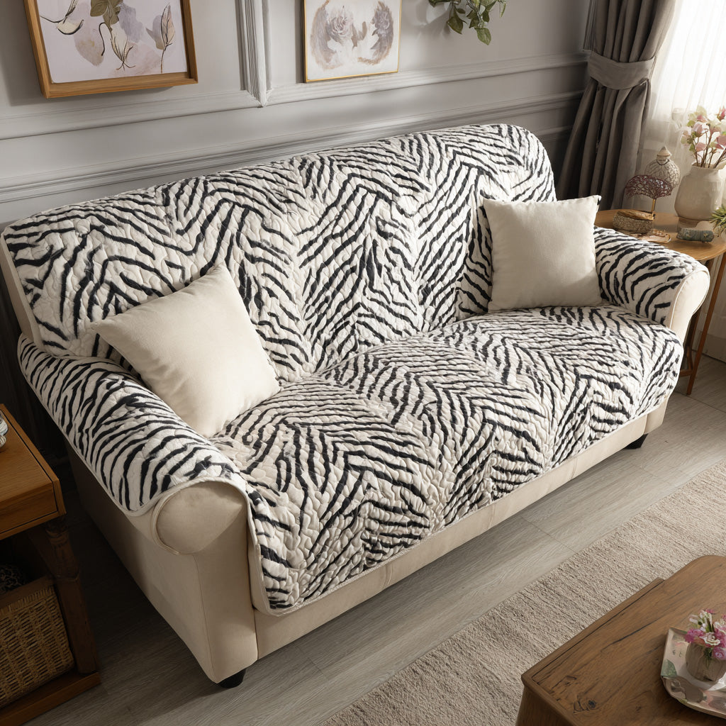 Zebra Contrast Quilted Sofa Cover NCU0LDH726