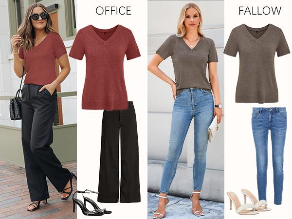 Arach&Cloz 2025 Womens Wool Blend Sweater Soft V Neck Short Sleeve Spring Fashion Pullover Tops Business Casual Outfits