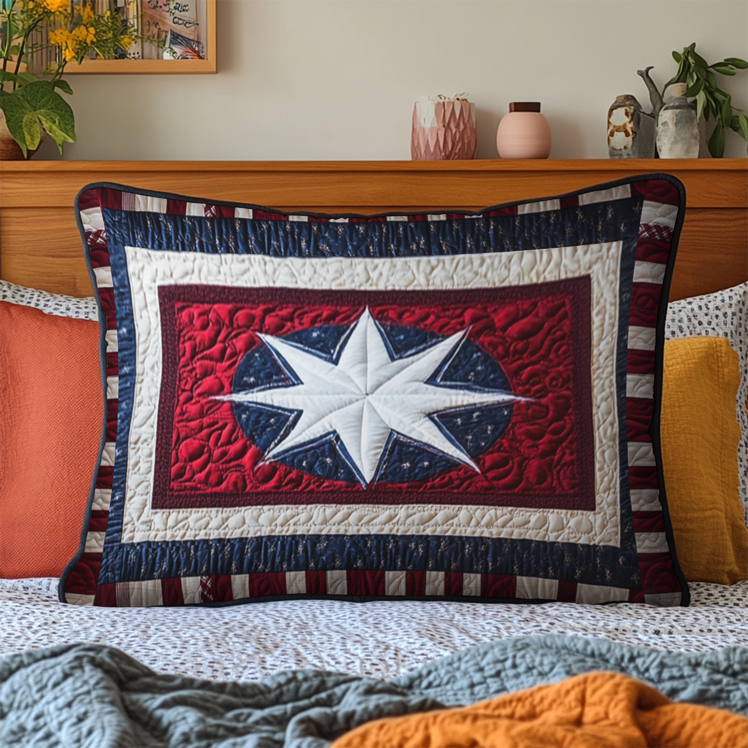 Patriot Patch Quilted Bedding Pillow Case NCU0NVH932