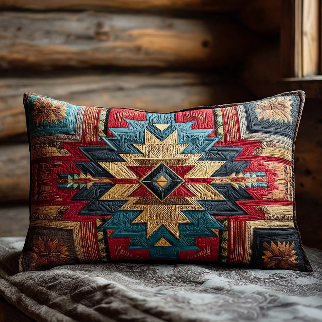 Trible Starburst Pattern Quilted Bedding Pillow Case NCU0NXD1082