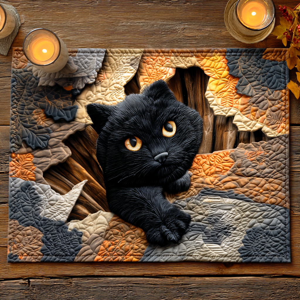Cracked Ground Cat Quilted Place Mat NCU0NTD466