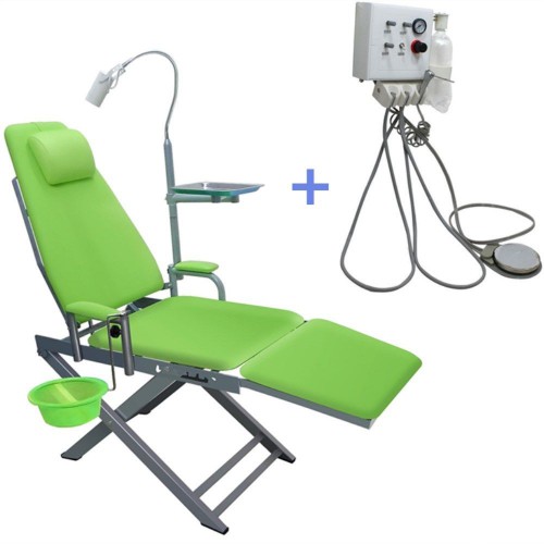 Portable Dental Mobile Chair with LED Lamp Waste Basin and Dental Turbine Unit