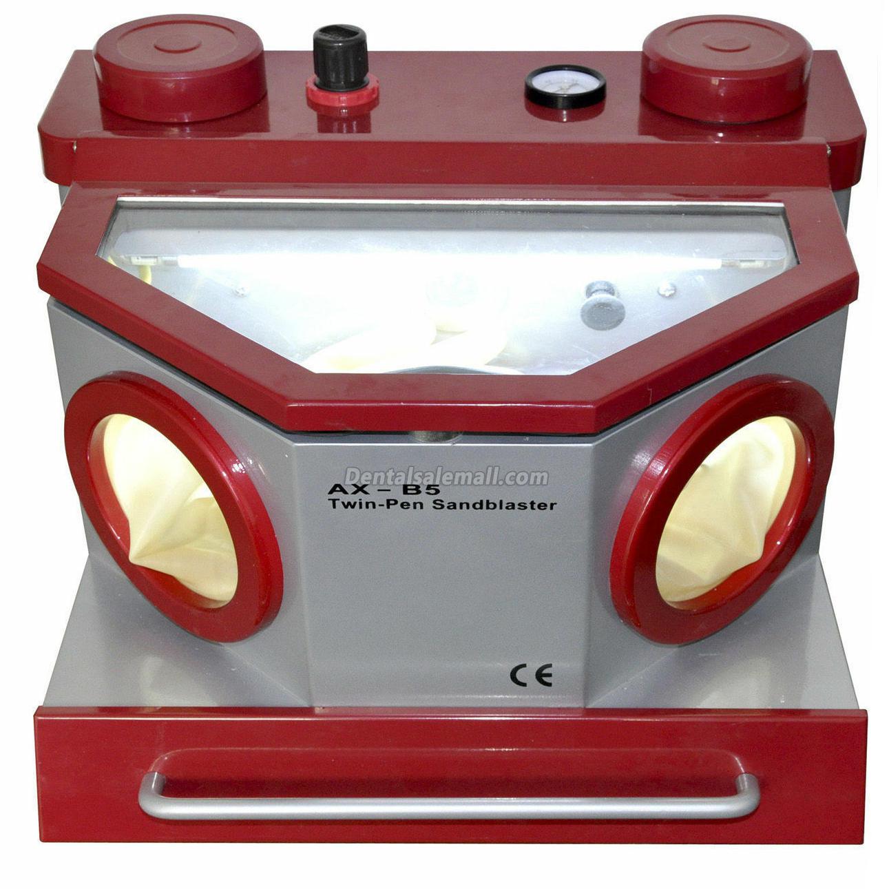 AiXin AX-B5 Professional Dental Lab Fine Blasting Unit Sand Blaster Twin Pen 2 Tank LED Light image 2