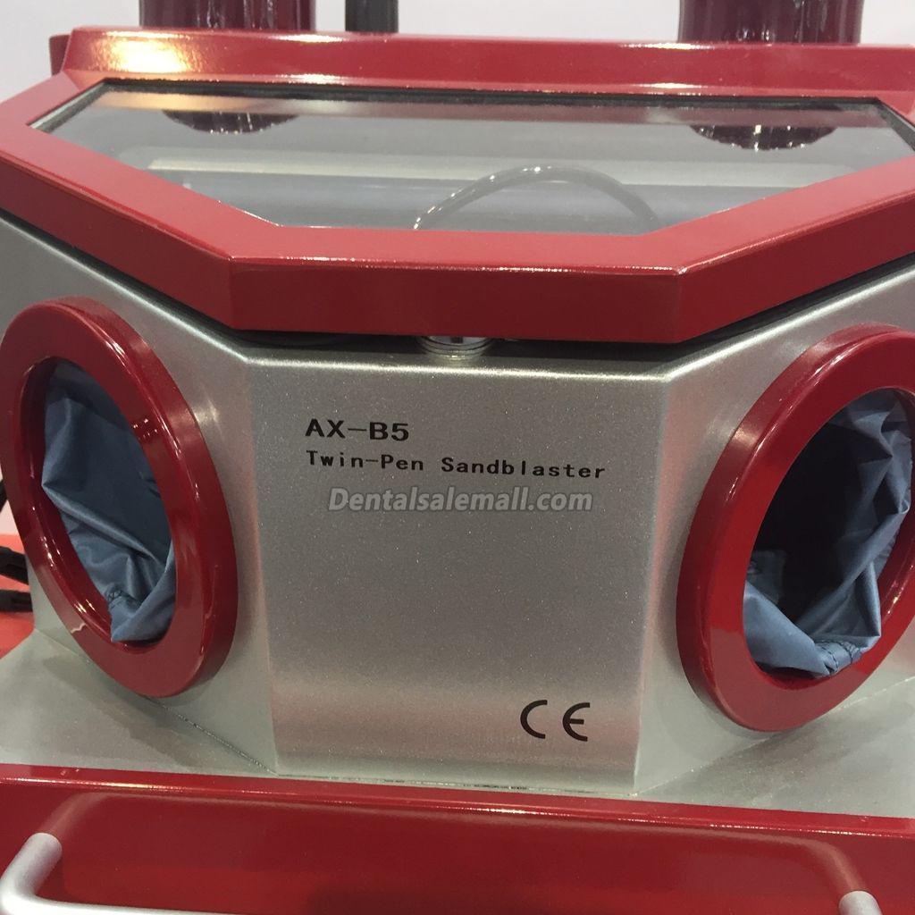 AiXin AX-B5 Professional Dental Lab Fine Blasting Unit Sand Blaster Twin Pen 2 Tank LED Light image 3