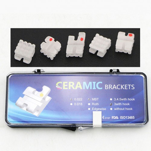 5-Pack/20-Piece Dental Orthodontic Ceramic Bracket Braces MBT 022 3 Hooks image 1