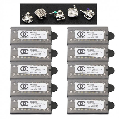 100-Pack Dental Orthodontic OC MIM Metal Bracket Braces Mini Roth 022 345 Hooks image 1