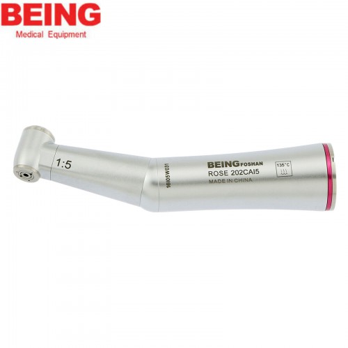 BEING Professional Dental 1:5 Fiber-Optic LED Inner Water Contra-Angle Handpiece Rose 202CA15 Red Ring image 1