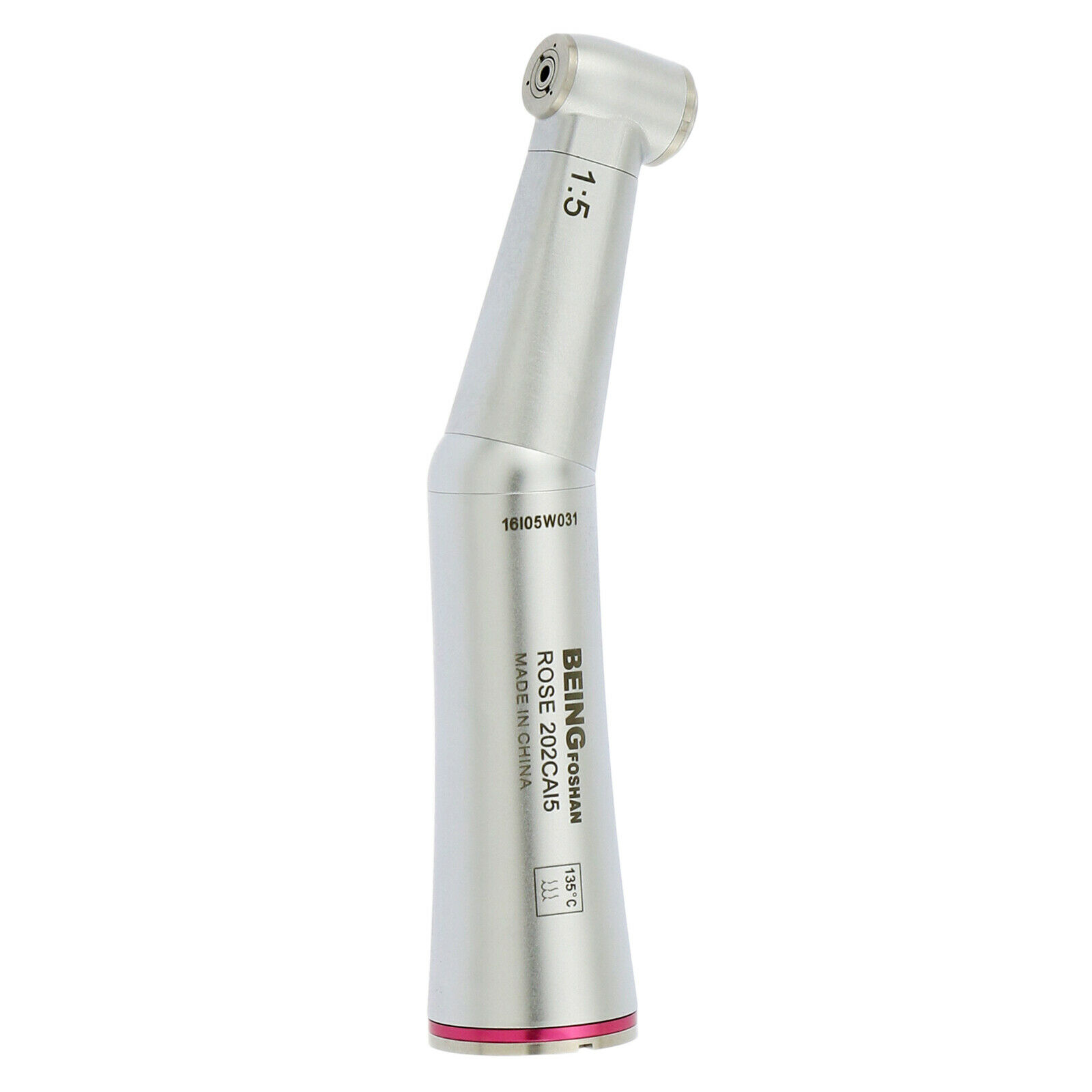BEING Professional Dental 1:5 Fiber-Optic LED Inner Water Contra-Angle Handpiece Rose 202CA15 Red Ring image 3